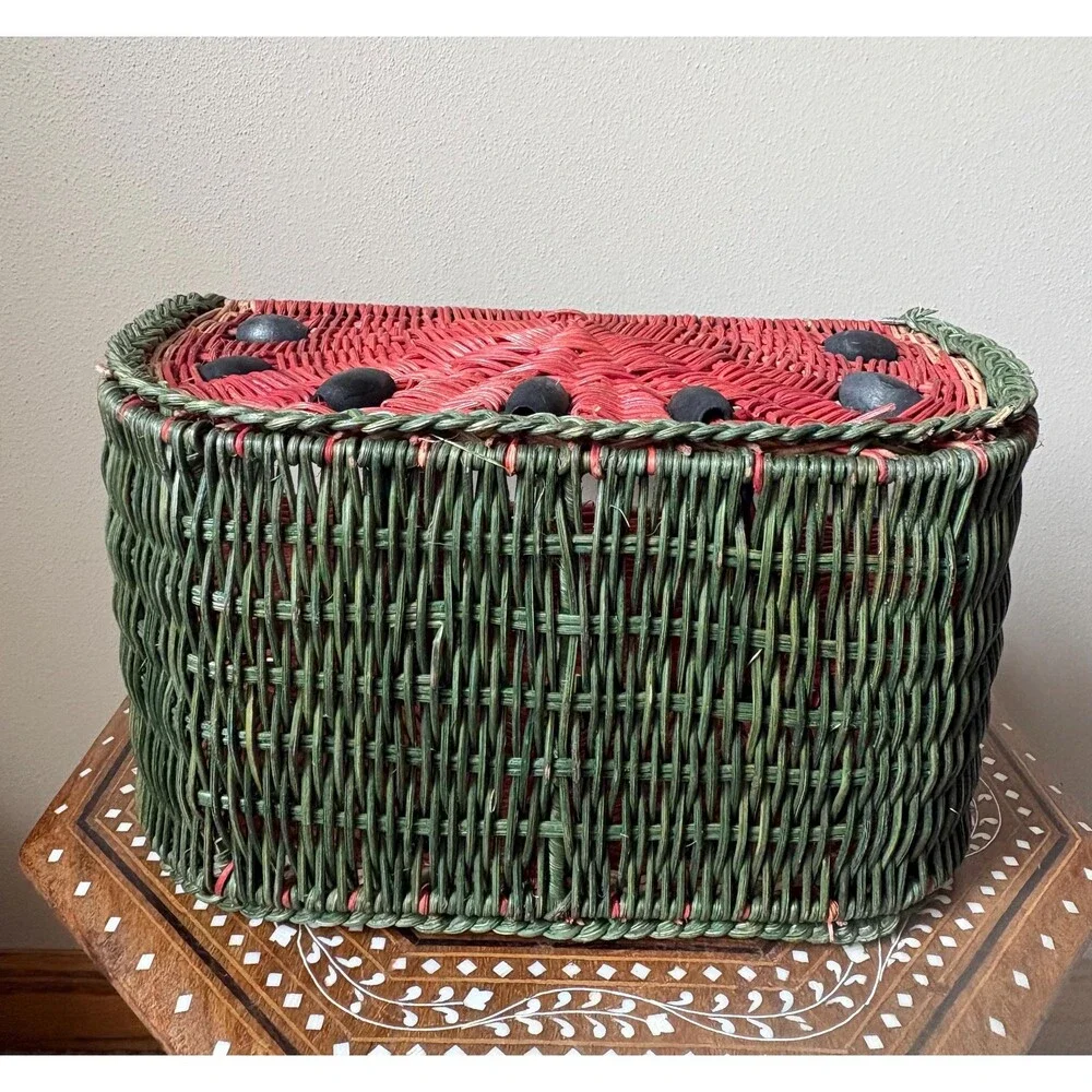 Vintage Wicker Watermelon Utensil Basket